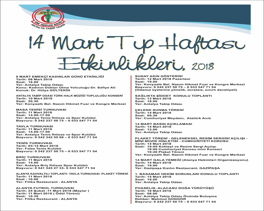 TABİP ODASI 14 Mart 2018 Tıp Balosu Etkinlikler Afişi A4